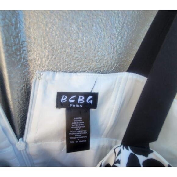 BCBG Paris Knee Length Black & White Floral Empire Waist Sundress Size 10 - Picture 7 of 7